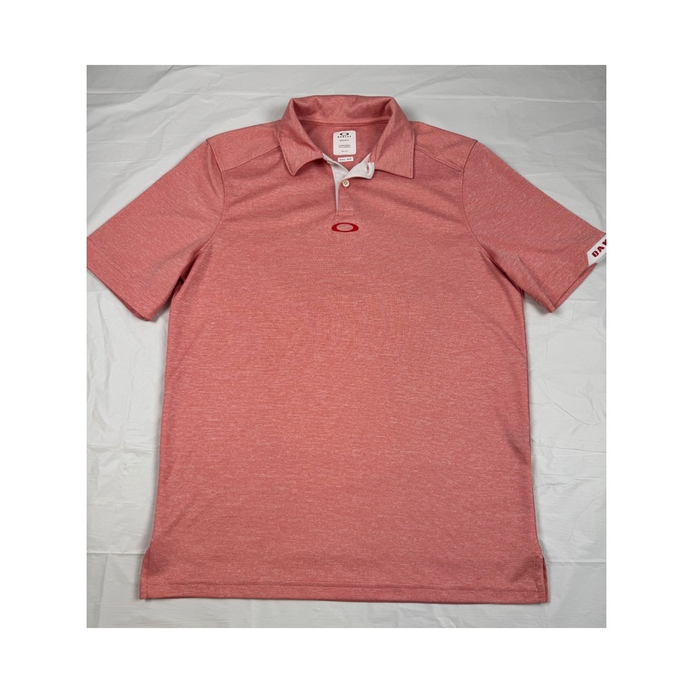 Oakley‎ Mens Golf Polo Shirt Red Heather Stripe Short Sleeve Size S Regular Fit